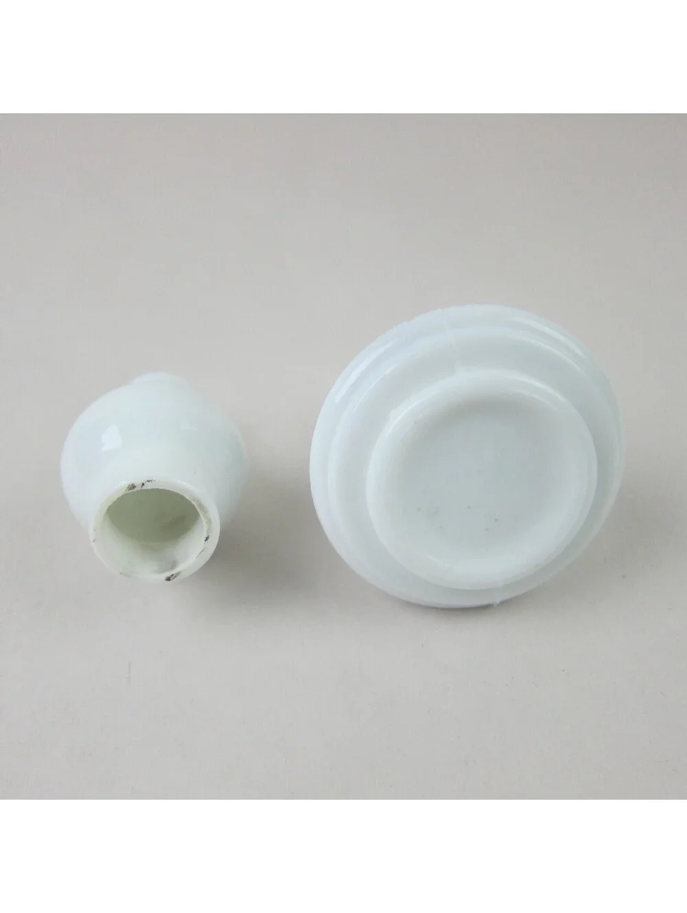 Antique Miniature Oil Lamp White Milk Glass Chimney & Beehive Base 4.5